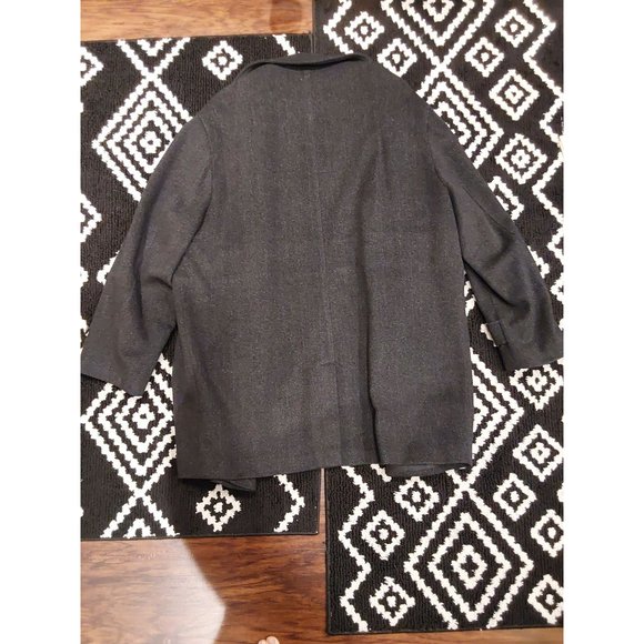 Black Brown 1826 Men's Wool Cashmere Mid Length Herringbone Overcoat Size XL - Picture 12 of 12